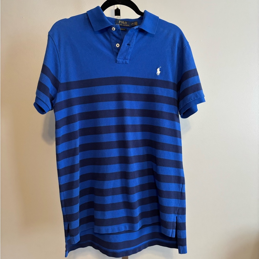 Polo Ralph Lauren Polo Shirt Mens Large Striped Custom Fit Short Sleeve Classic